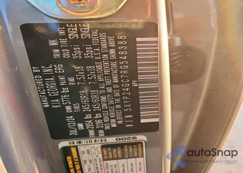 2024 Kia Telluride Lx z USA, uszkodzony, nr VIN 5XYP24GC7RG548388